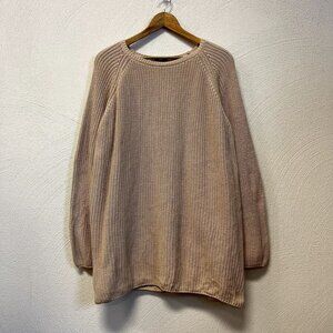 525 American Cream Knit Open Slit Back Oversized Sweater sz Large